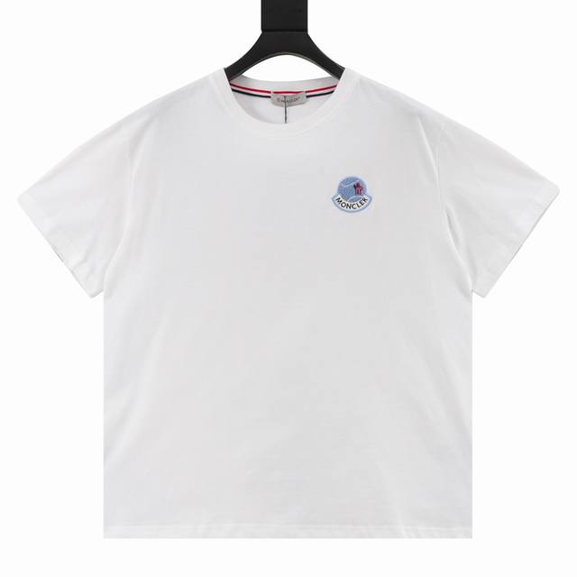 Monecler Flocked Logo Round Neck Short Sleeves The fabric is made of 260g combed