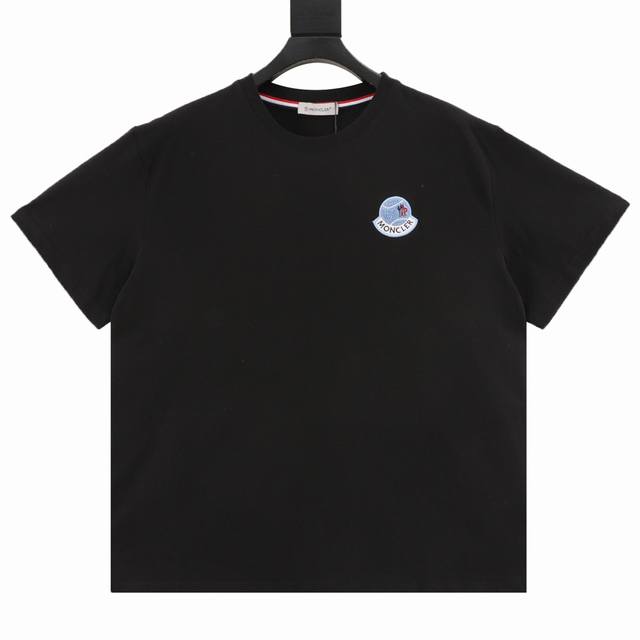 Monecler Flocked Logo Round Neck Short Sleeves The fabric is made of 260g combed