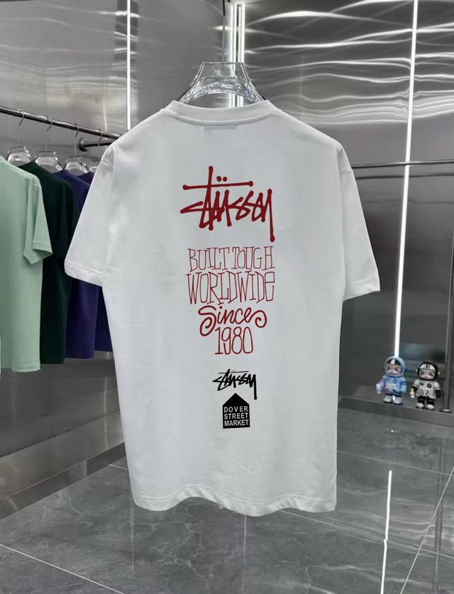 Stusi series counter retro couple print short-sleeved T-shirt with dropped shou