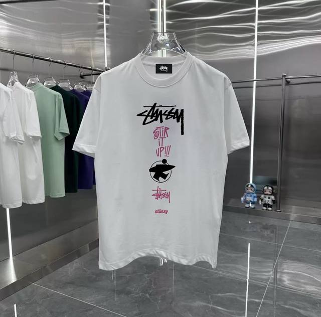 Stusi series counter retro couple print short-sleeved T-shirt with dropped shoul