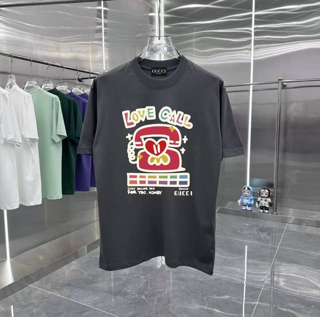 Gucci Phone Series Counter Retro Couple Printed Short Sleeve T Drop Shoulder Sle