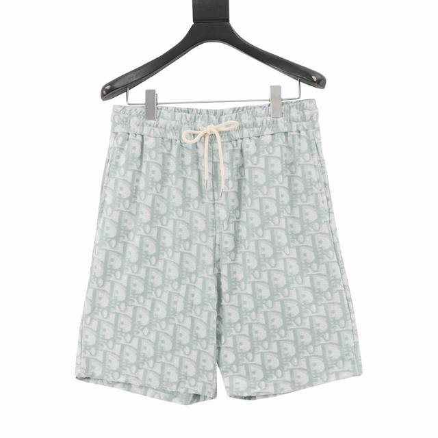Dior 25Ss full-printed Cd old flower jacquard towel shorts The same towel fleece