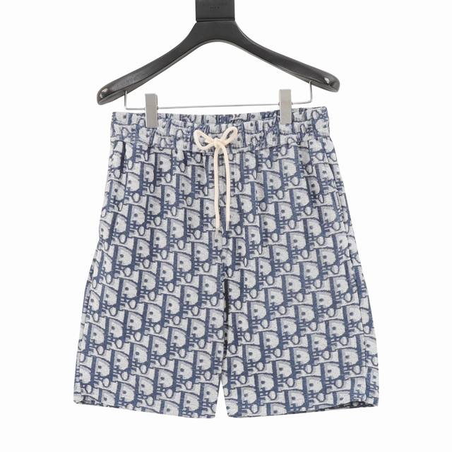 Dior 25Ss full-printed Cd old flower jacquard towel shorts The same towel fleece