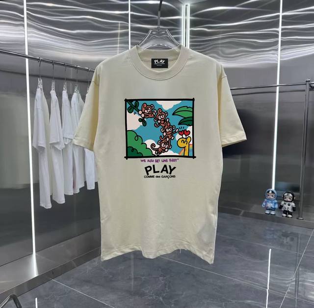 Play series counter retro couple print short-sleeved T-shirt with dropped should
