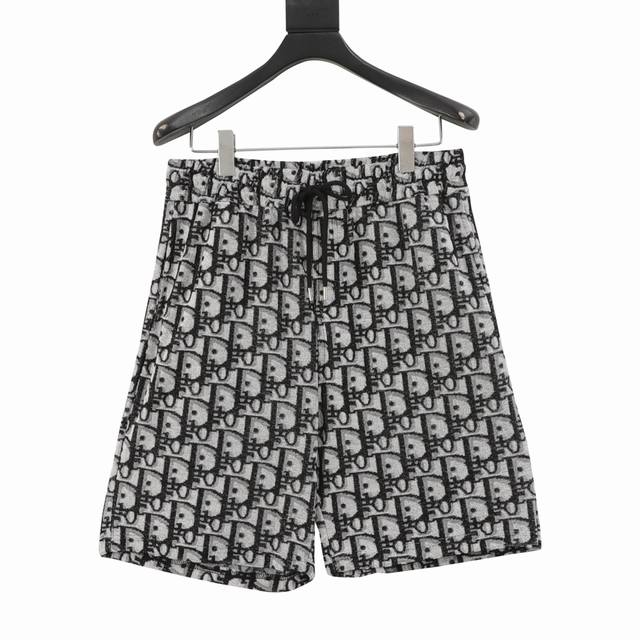 Dior 25Ss full-printed Cd old flower jacquard towel shorts The same towel fleece