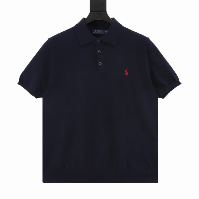 Ralph Lauren knitted pony embroidered lapel short-sleeved Polo shirt Classic sty