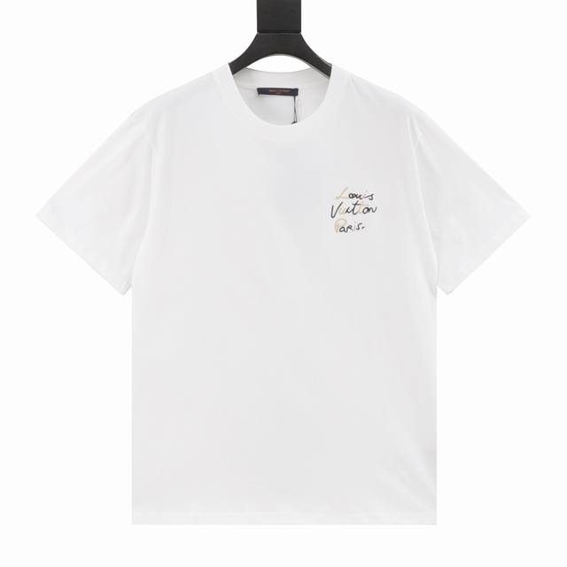 Louis Vuitton 25Ss signature letter embroidered short sleeves The fabric is made