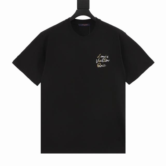 Louis Vuitton 25Ss signature letter embroidered short sleeves The fabric is made