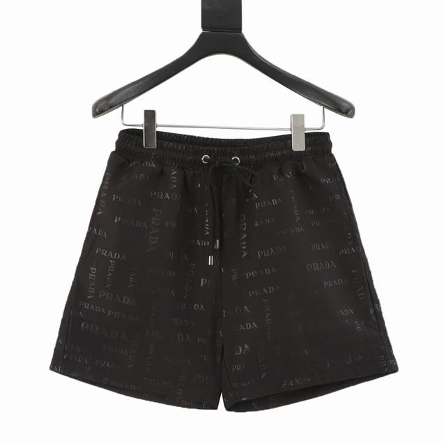 Prada 25Ss full-print logo beach shorts Finely crafted woven fabric, custom hard