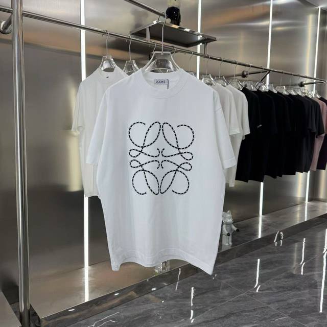 Loewe 2025Ss new embroidered letter pattern couple casual short-sleeved T-shirt
