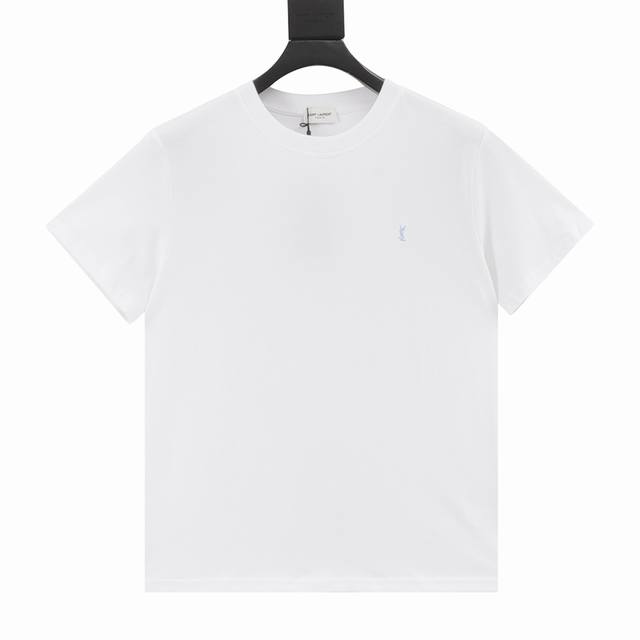 Ysl classic small logo embroidered short-sleeved T-shirt classic all-match Tee,
