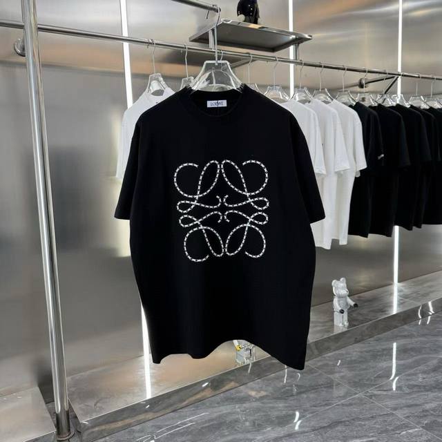 Loewe 2025Ss new embroidered letter pattern couple casual short-sleeved T-shirt