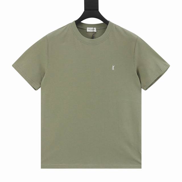 Ysl classic small logo embroidered short-sleeved T-shirt classic all-match Tee,