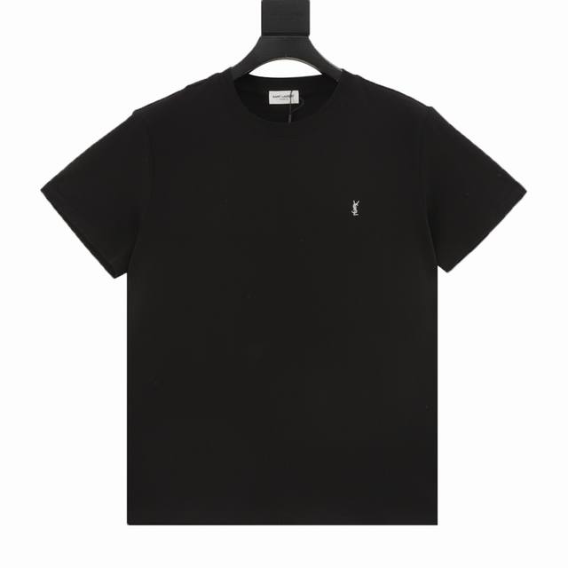 Ysl classic small logo embroidered short-sleeved T-shirt classic all-match Tee,