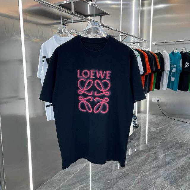 Loewe 2025Ss new letter print 10,000-needle embroidery couple casual short-sleev