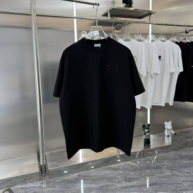 Dior 2025Ss new alphabet sequin embroidery couple casual short-sleeved T-shirt T
