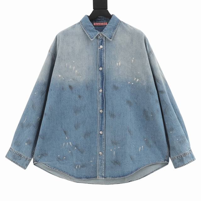 Acne Studios ink-splashed button logo drop shoulder denim shirt jacket Genuine 7