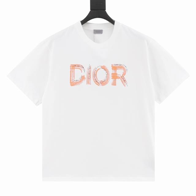 Dior 25Ss hand-painted letter print short sleeves The fabric is made of customiz