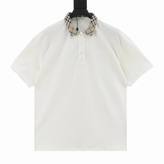 Burberry 25Ss check lapel short-sleeved Polo shirt with warhorse embroidery 1:1