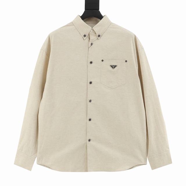 Prada Prada Prd solid color single row linen long sleeve shirt authentic 8539 p