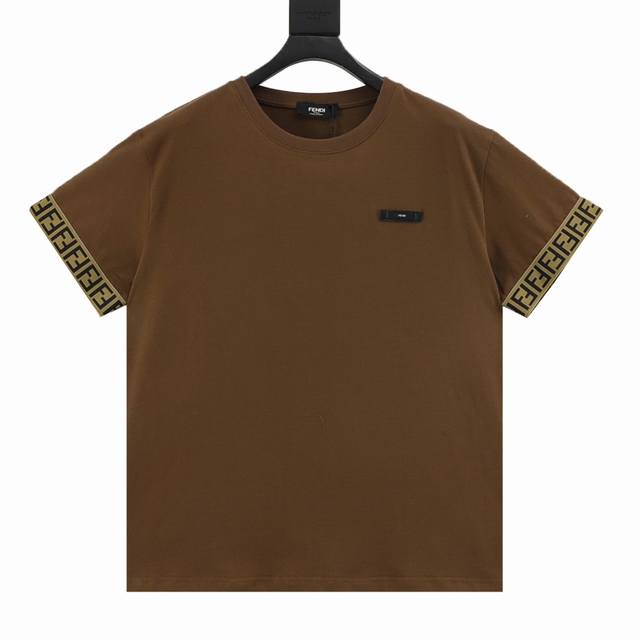 Fendi Fendi rubber strip logo ribbon short-sleeved T-shirt Custom-dyed new cotto