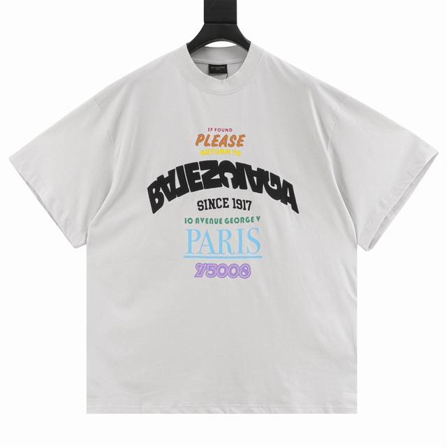 Balenciaga Paris Balenciaga letter print round neck short sleeves uses 24S doubl