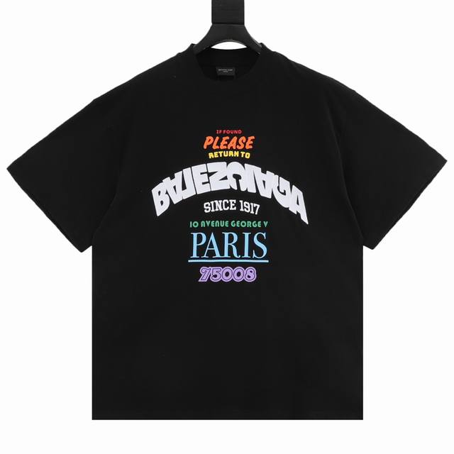 Balenciaga Paris Balenciaga letter print round neck short sleeves uses 24S doubl