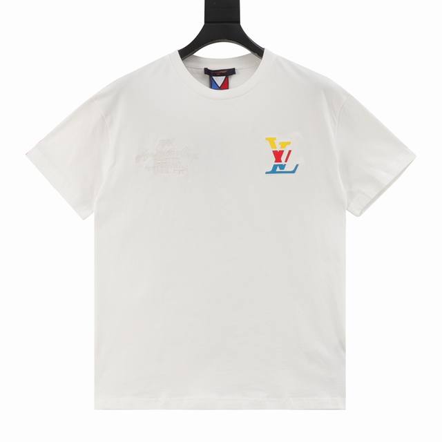 Louis Vuitton Lv colorful spelling embroidery round neck short-sleeved T-shirt A