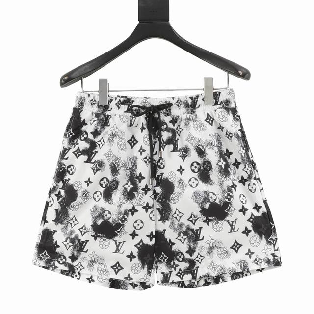 Louis Vuitton 25Ss Ink Rendering Old Flower Beach Shorts Fine craft woven fabric