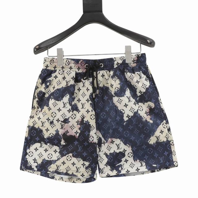 Louis Vuitton 25Ss Ink Rendering Old Flower Beach Shorts Fine craft woven fabric