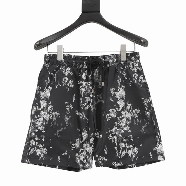 Louis Vuitton 25Ss Ink Rendering Old Flower Beach Shorts Fine craft woven fabric