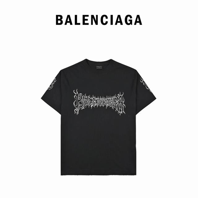 BalenciagaBlcg 24Ss Oversized flame short-sleeved T-shirt Balenciaga washed and