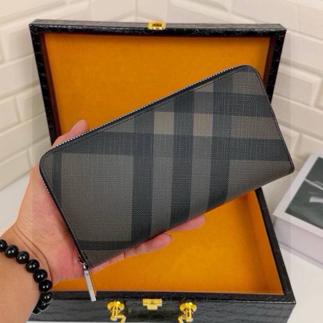 Burberry Burberry check long wallet Full leather original quality real shot top