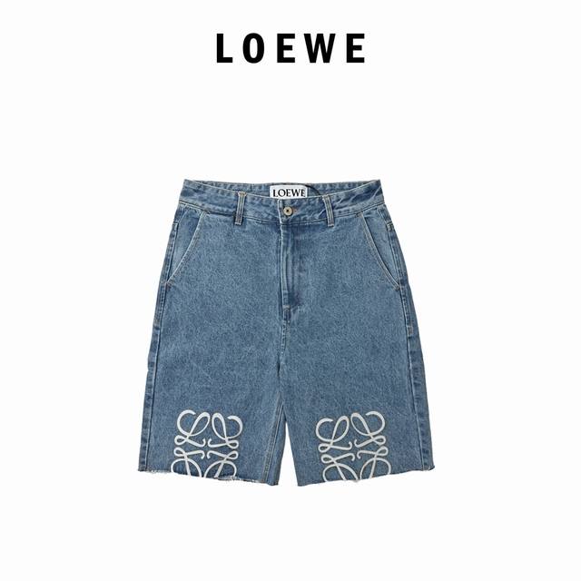 Loewe Anagram denim shorts Customized blue silk cotton denim, comfortable and cl