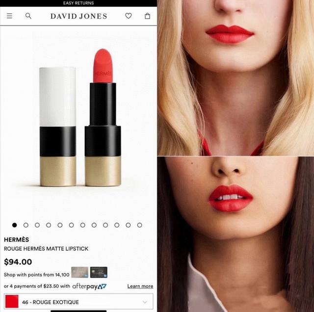 Hermes Matte Lipstick 46# The highest version with magnetic cover and complete
