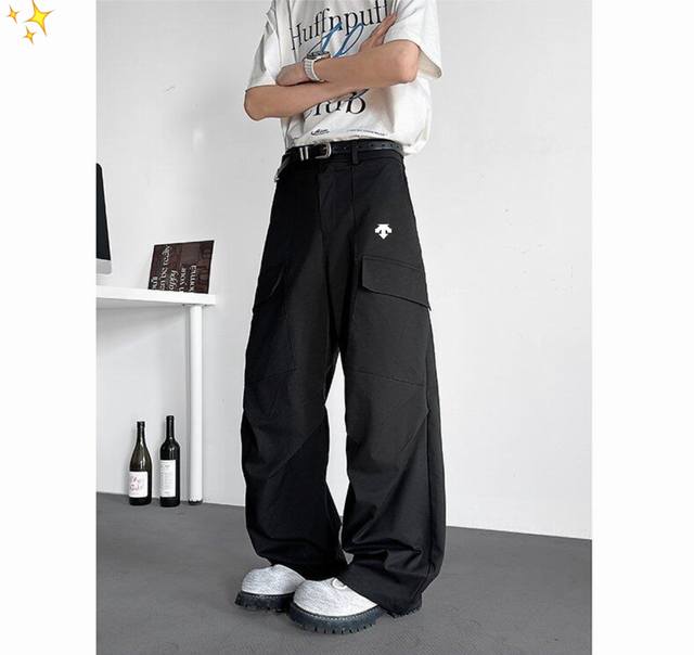 for Descente large pocket overalls casual pants for women 2025 summer new high
