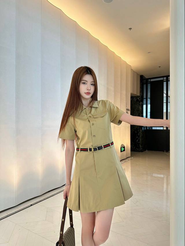 New arrivalsGucc* Gucci 2025 new arrivalsBelt short-sleeved dressCustomizedYb im