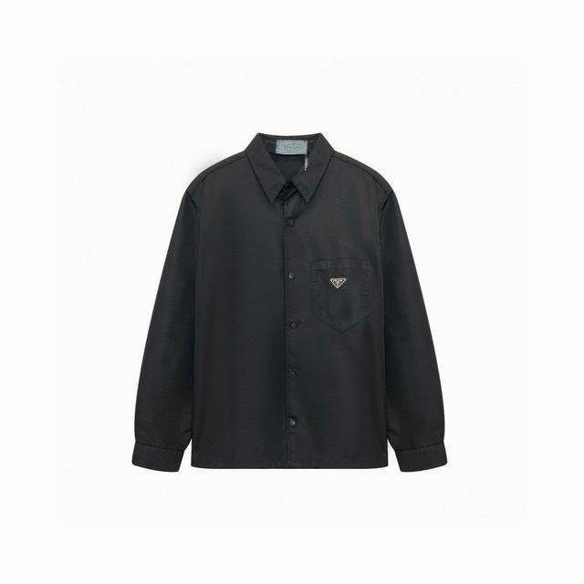 white background Prada triangle logo nylon long-sleeved shirt Classic and fashio