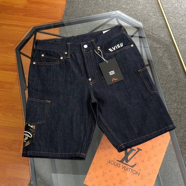 Evisu Fushen Ss new men's seagull big M multi-pocket embroidered patch denim sho
