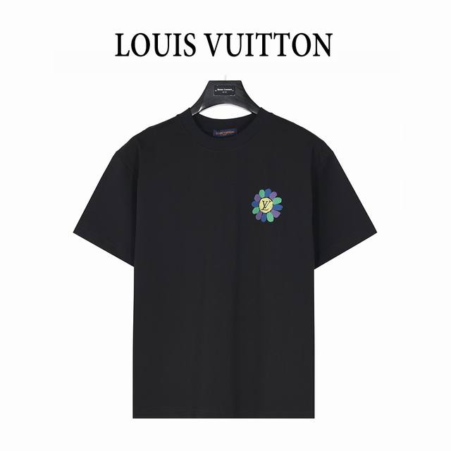 Louis Vuitton 25Ss sunflower painted graffiti large logo short-sleeved T-shirt T