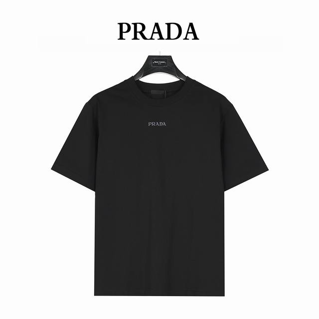 Prada 25Ss Short-sleeved T-shirt with nylon webbing triangle logo on the back Si