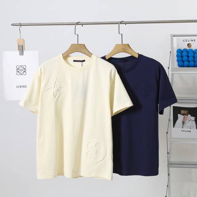Top replica Lv Louis Vuitton summer new stamp embossed limited short sleeves Fab