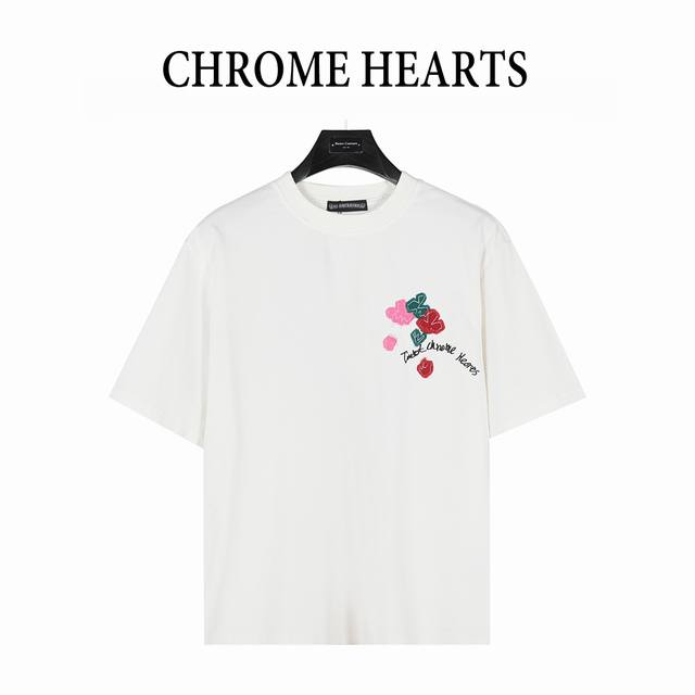 Chromehearts25Ss Valentine's Day patch embroidery graffiti short-sleeved T-shirt