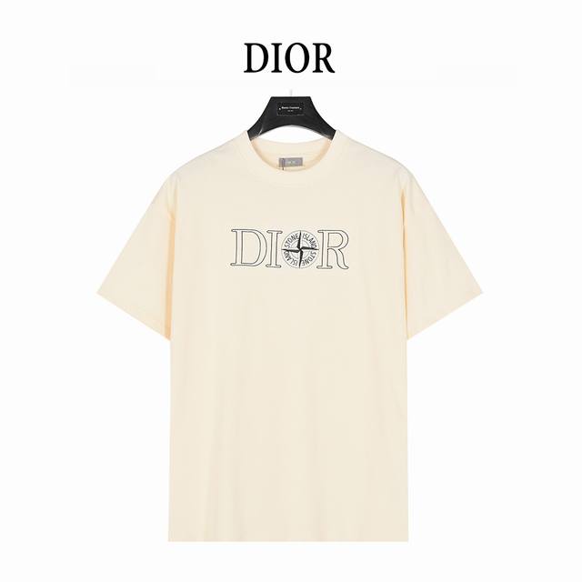 Dior & Stone Island Joint Embroidered Logo Short Sleeve T-ShirtDior's T-shirt fr