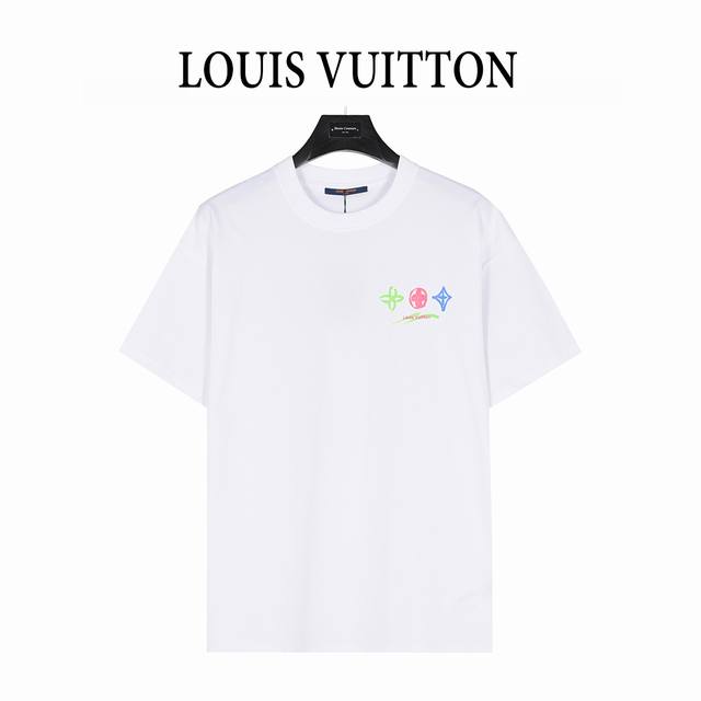Louis Vuitton 25Ss painted graffiti large logo print short-sleeved T-shirt The f