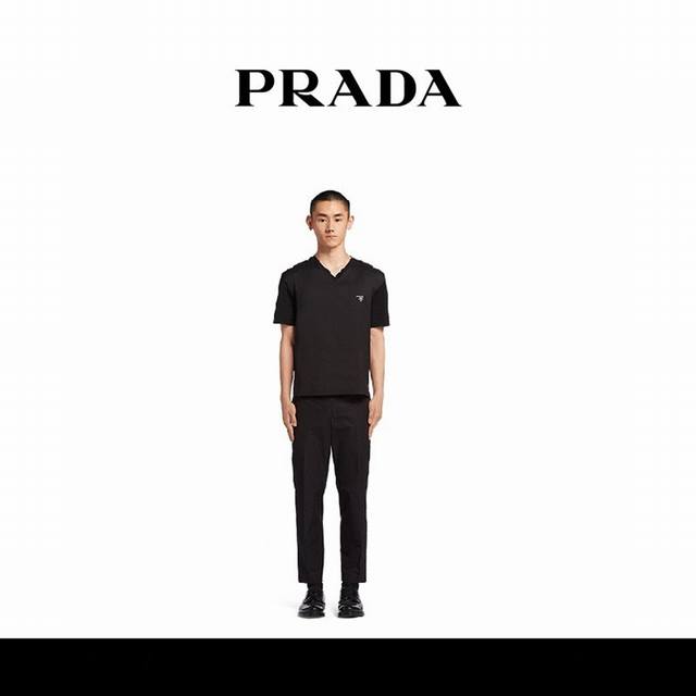 Men's Prada short-sleeved T-shirt Men's Prada short-sleeved T-shirt Round neck