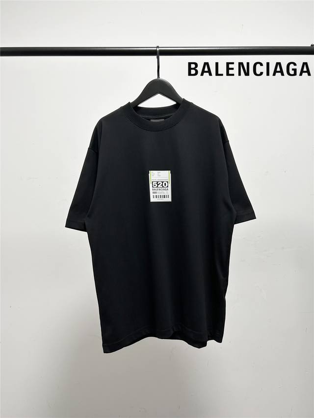 High version, very good quality! Balenciaga unisex 520 badge letter short-sleev
