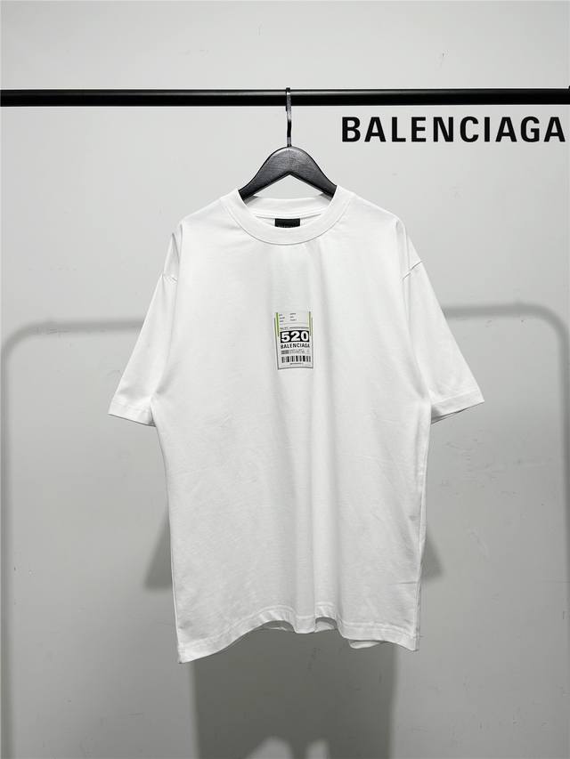 High version, very good quality! Balenciaga unisex 520 badge letter short-sleev