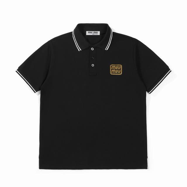 for Miumiu short-sleeved Polo shirt with gold thread embroidery Customized main