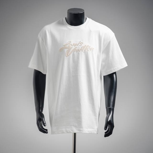 Louis Vuitton 25Ss Embroidered Art Letter Logo Short Sleeve T-shirt Cotton jerse